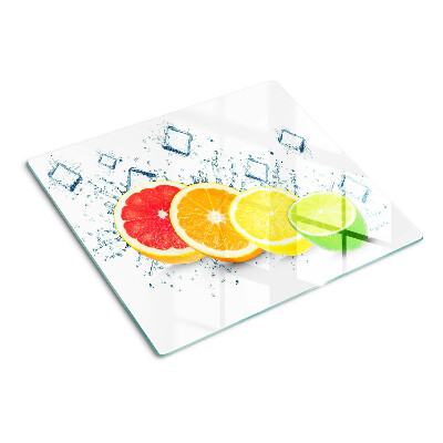 Skærebræt i glas Citrusfrugter i farverige skiver
