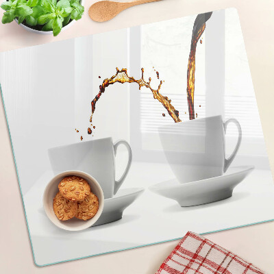 Skærebræt i glas Kaffe i kopper