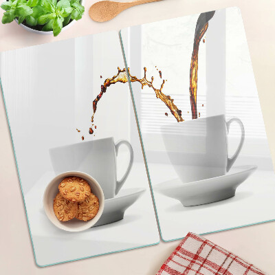 Skærebræt i glas Kaffe i kopper