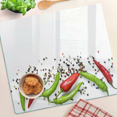 Glas skærebræt Paprika og peber