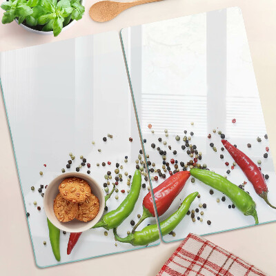 Glas skærebræt Paprika og peber