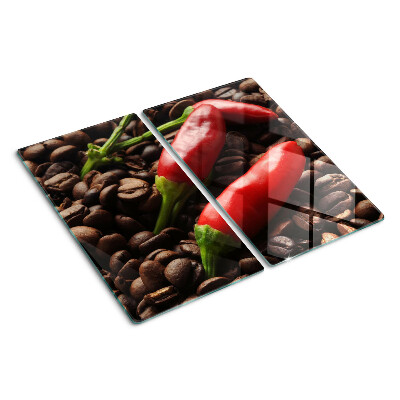 Glas skærebræt Kaffe og chilipeber