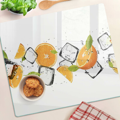 Glas skærebræt Citrus med is
