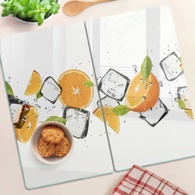 Glas skærebræt Citrus med is