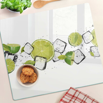Skærebræt i glas Citroner med is i vand