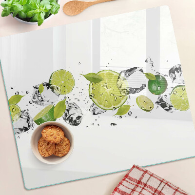 Skærebræt i glas Citroner og is i vand