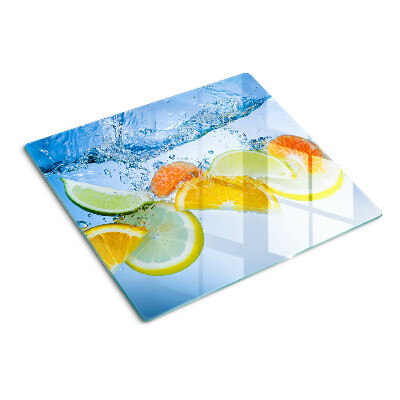 Glas skærebræt Citrusfrugter i vand