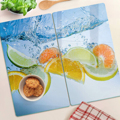 Glas skærebræt Citrusfrugter i vand