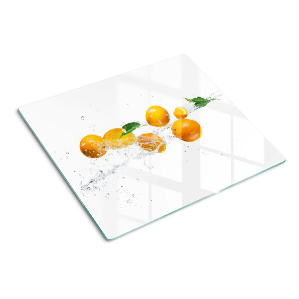 Glas skærebræt Citrus med vand