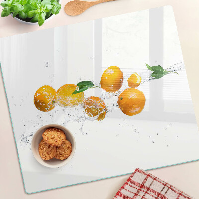 Glas skærebræt Citrus med vand