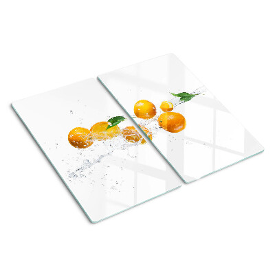 Glas skærebræt Citrus med vand