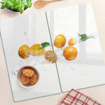 Glas skærebræt Citrus med vand