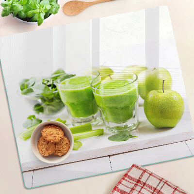 Skærebræt i glas Grøn smoothie og friske ingredienser