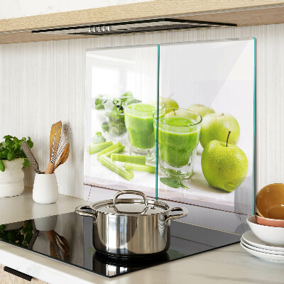 Skærebræt i glas Grøn smoothie og friske ingredienser