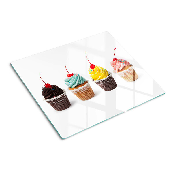 Glas skærebræt Cupcake med flødeskum og kirsebær