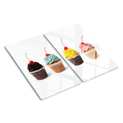 Glas skærebræt Cupcake med flødeskum og kirsebær