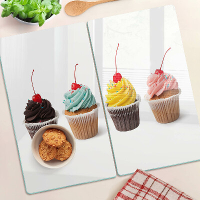 Glas skærebræt Cupcake med flødeskum og kirsebær