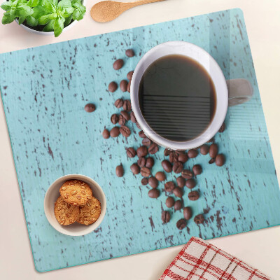 Skærebræt i glas Kaffe og kaffebønner