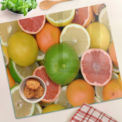 Skærebræt i glas Citrusfrugter i farver