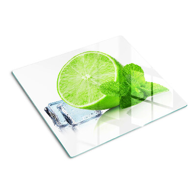 Glas skærebræt Lime med mynte og is