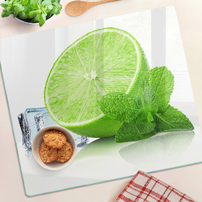 Glas skærebræt Lime med mynte og is
