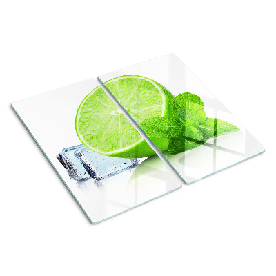 Glas skærebræt Lime med mynte og is