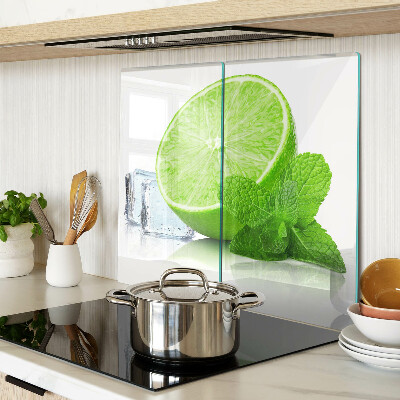 Glas skærebræt Lime med mynte og is