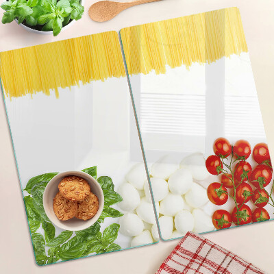 Glas skærebræt Pasta med krydderurter og tomater