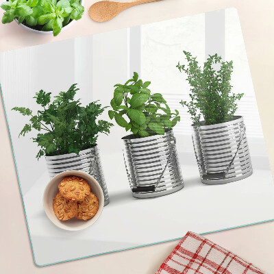 Skærebræt i glas Planter i metalpotter