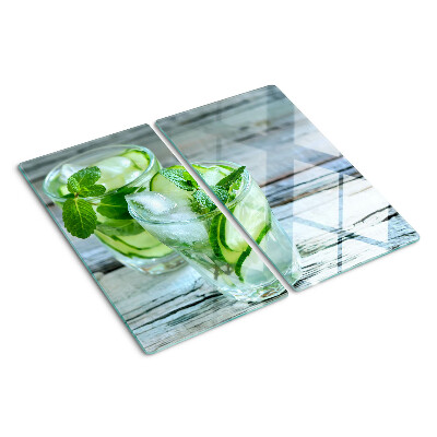 Glas skærebræt Mynte- og agurkecocktails