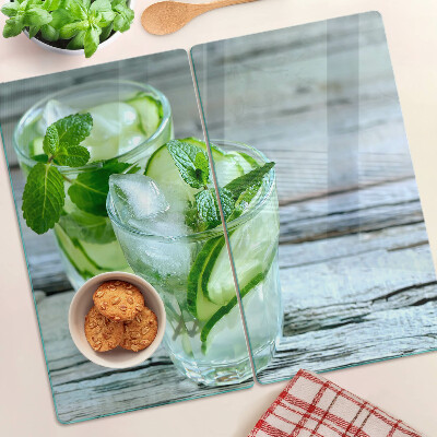 Glas skærebræt Mynte- og agurkecocktails