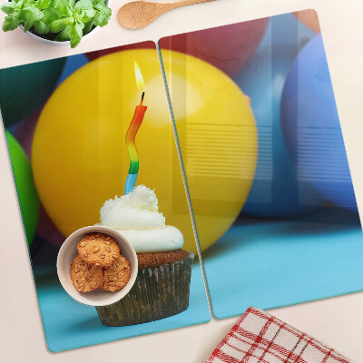 Skærebræt i glas Fødselsdagscupcake med balloner