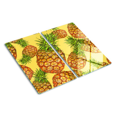 Skærebræt i glas Ananas på en gul baggrund