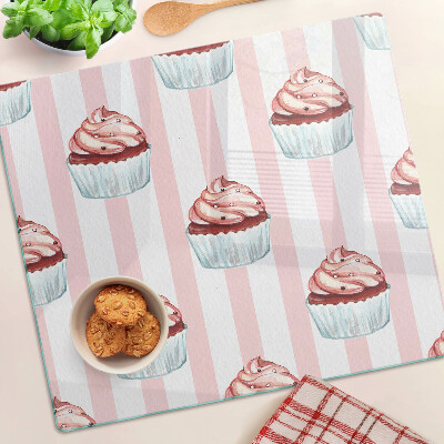 Skærebræt i glas Cupcakes med lyserøde striber