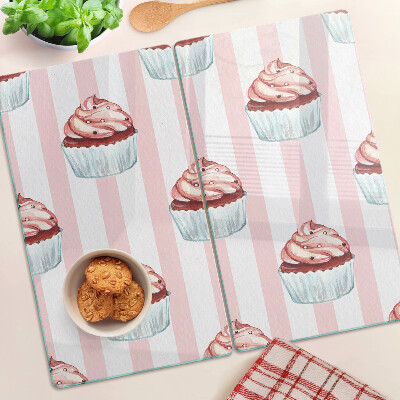 Skærebræt i glas Cupcakes med lyserøde striber