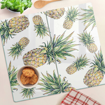 Glas skærebræt Ananas på en hvid baggrund