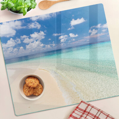 Glas skærebræt Strand med blå himmel