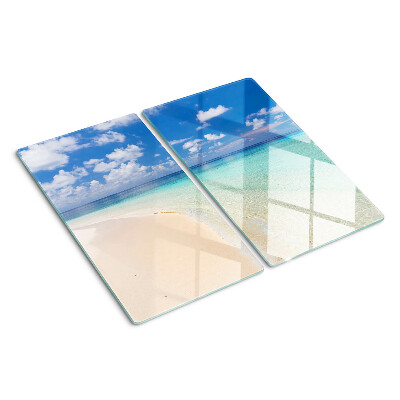 Glas skærebræt Strand med blå himmel