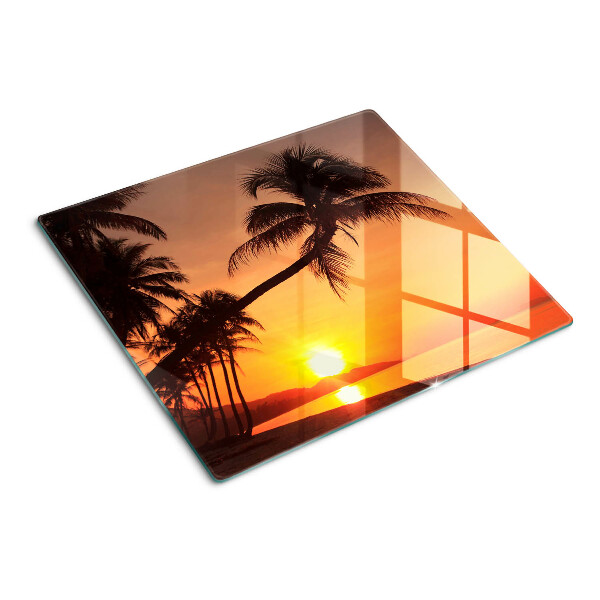 Glas skærebræt Solnedgang på stranden