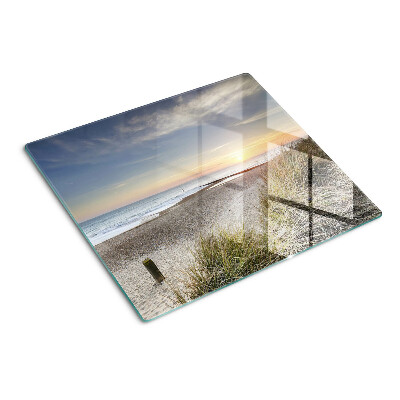 Glas skærebræt Strand ved solnedgang