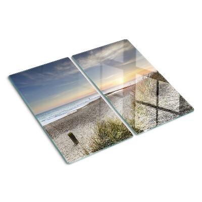 Glas skærebræt Strand ved solnedgang