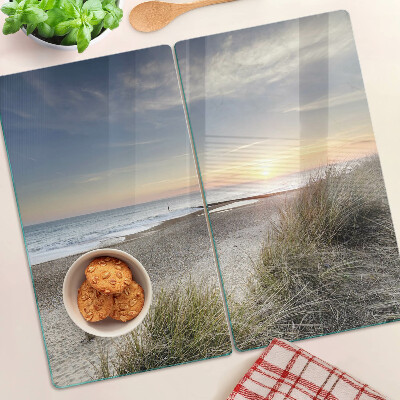 Glas skærebræt Strand ved solnedgang