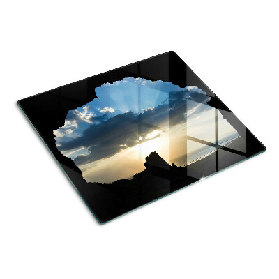 Skærebræt i glas Solnedgang bag skyerne