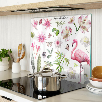 Skærebræt i glas Tropisk blomster- og fuglesamling