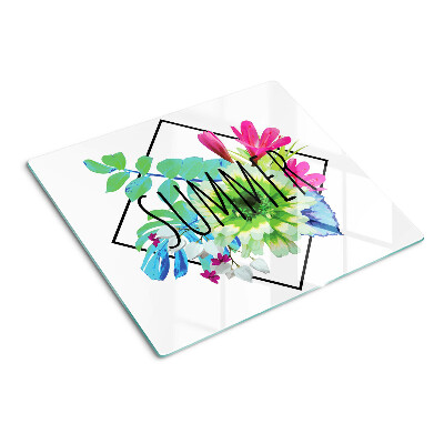 Skærebræt i glas Sommerblomster med påskriften