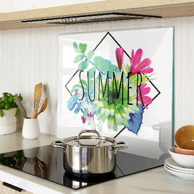 Skærebræt i glas Sommerblomster med påskriften 