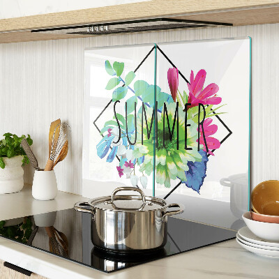 Skærebræt i glas Sommerblomster med påskriften 