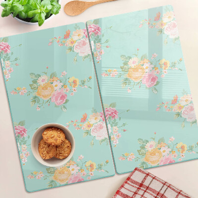 Glas skærebræt Blomstermønster i pastelfarver