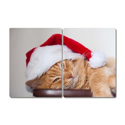 Glas skærebræ Cat Santa Claus Cap Christmas