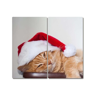 Glas skærebræ Cat Santa Claus Cap Christmas